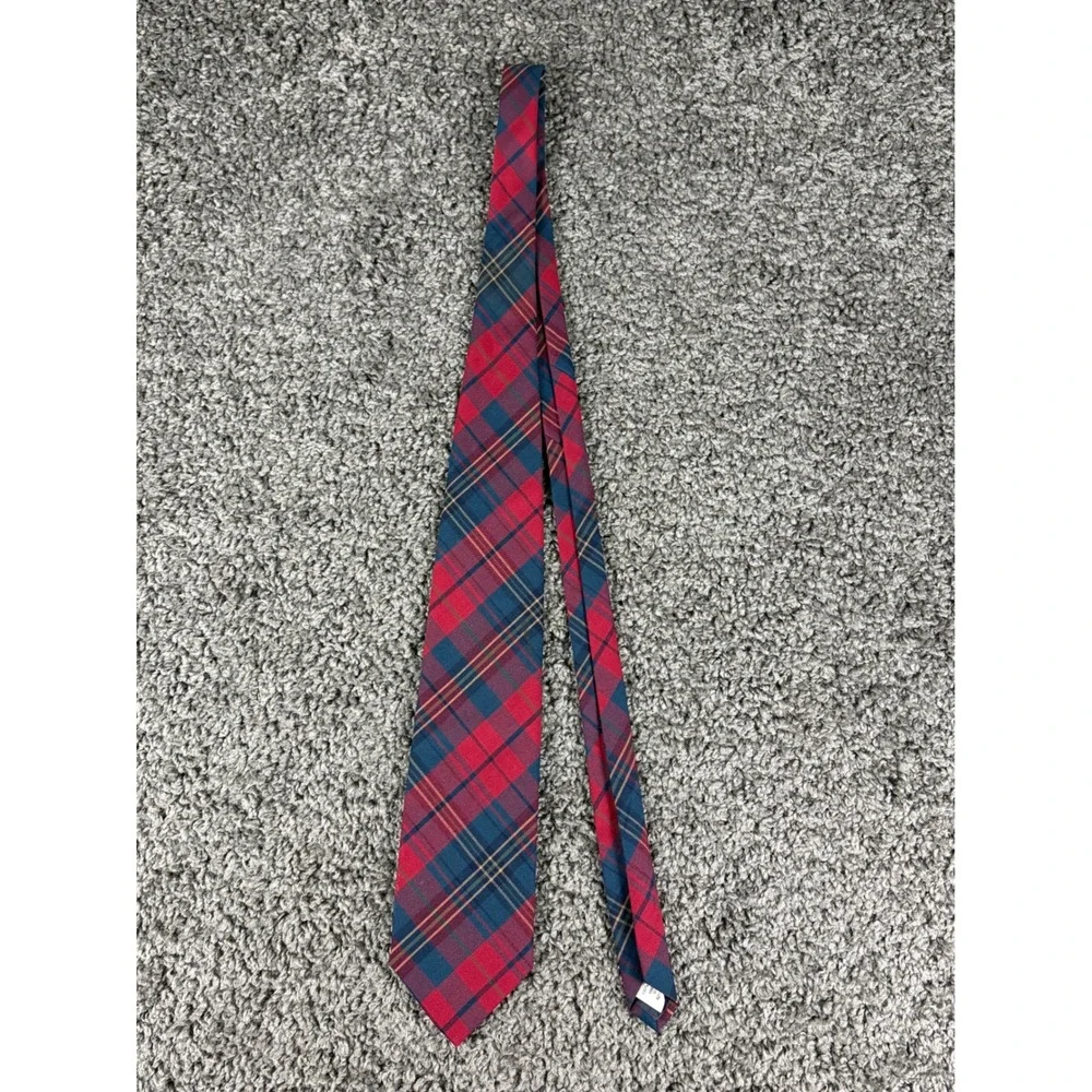 Pendleton Mens Red Blue Plaid Wool Necktie Made in USA Heritage Classic A219